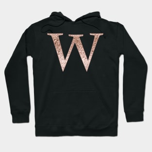 W rose gold glitter monogram letter Hoodie